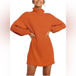 Oversized Sweater Dress for Women Turtleneck